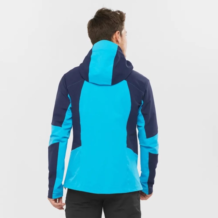 Navy / Turquoise Salomon Outpeak Softshell Full Zip Men's Jackets | PH 29046D